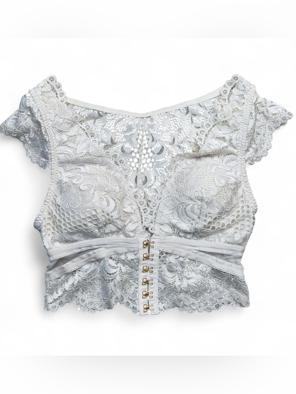 La Senza White Floral Lace Corset Bustier Crop Top